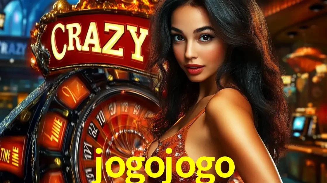 Mulher glamourosa olhando para a câmera com a roda vermelha do Crazy Time ao fundo em um ambiente de cassino, destacando a emoção dos jogos ao vivo no jogojogo.